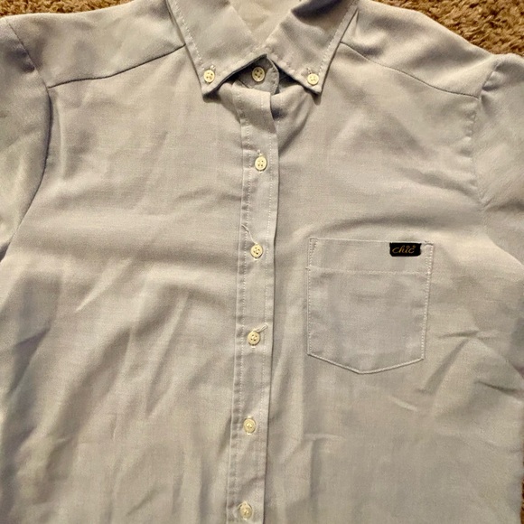 Chic by h.i.s Womans size Lg. Light blue button up fitted shirt Vintage Like new - Picture 10 of 16